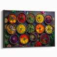 Black and white vintage poster art on framed canvas depicting various food dishes, suited for bedroom wall decor.