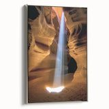 Framed canvas artwork showcasing a breathtaking landscape of canyons in vibrant colors, featuring a sleek silver frame that enhances the visual appeal, perfect for home decor.