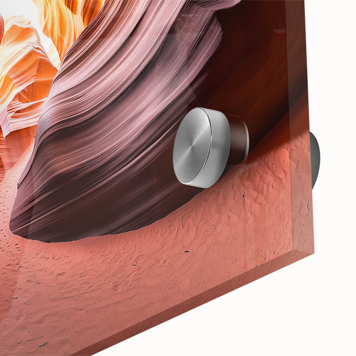 Close-up of a vibrant acrylic landscape depicting a serene desert scene, showcasing warm sandy tones and intricate details, ideal for home decor or art enthusiasts.