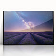 Framed acrylic landscape artwork depicting vibrant green fields under a clear blue sky, showcased in a sleek black frame, perfect for home decor and art enthusiasts.