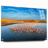 Acrylic print of a Namibian landscape in earth tones, ideal for dining room decor.