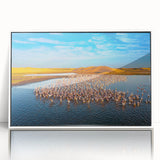 Acrylic print of a Namibian landscape featuring a desert scene, in a white frame, suitable as modern art wall decor.