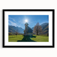 Extra large abstract art print of a colorful, textured European scenery on a black framed canvas.