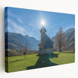 Large art print of an Albanian landscape on stretched canvas, featuring muted earth tones, ideal for kitchen wall art.