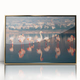 Art deco poster of a European Cyprus landscape in gold frame, acrylic print, suitable for modern art wall decor.