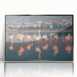 Large acrylic print of a European Cyprus landscape in silver frame, ideal for modern art wall decor.
