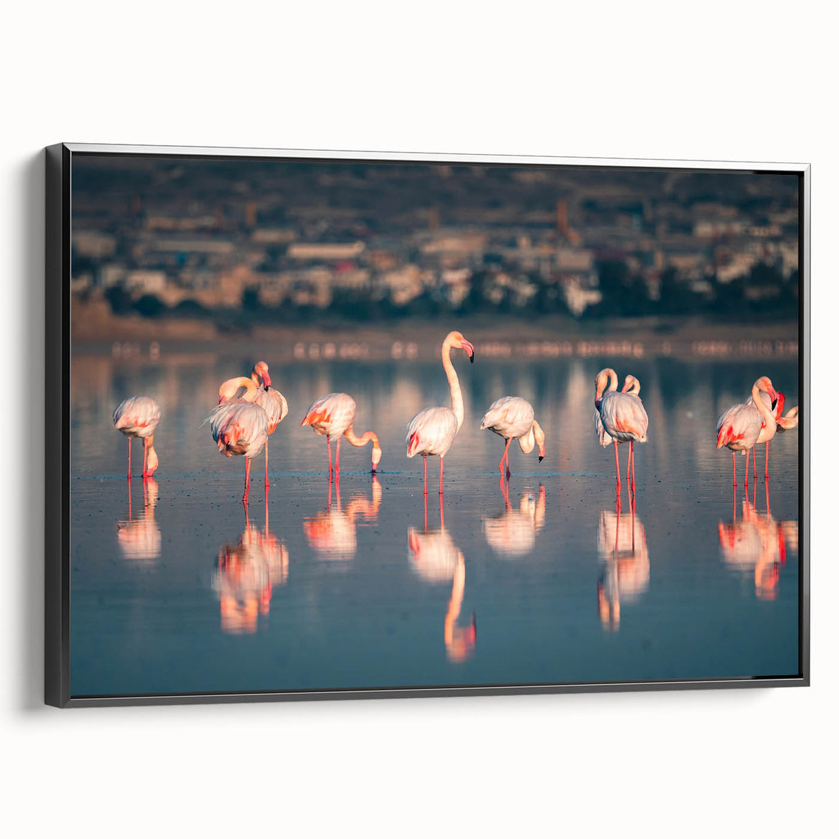 Black and white landscape art painting of a European Cyprus scenery on framed canvas, ideal for bedroom wall decor.
