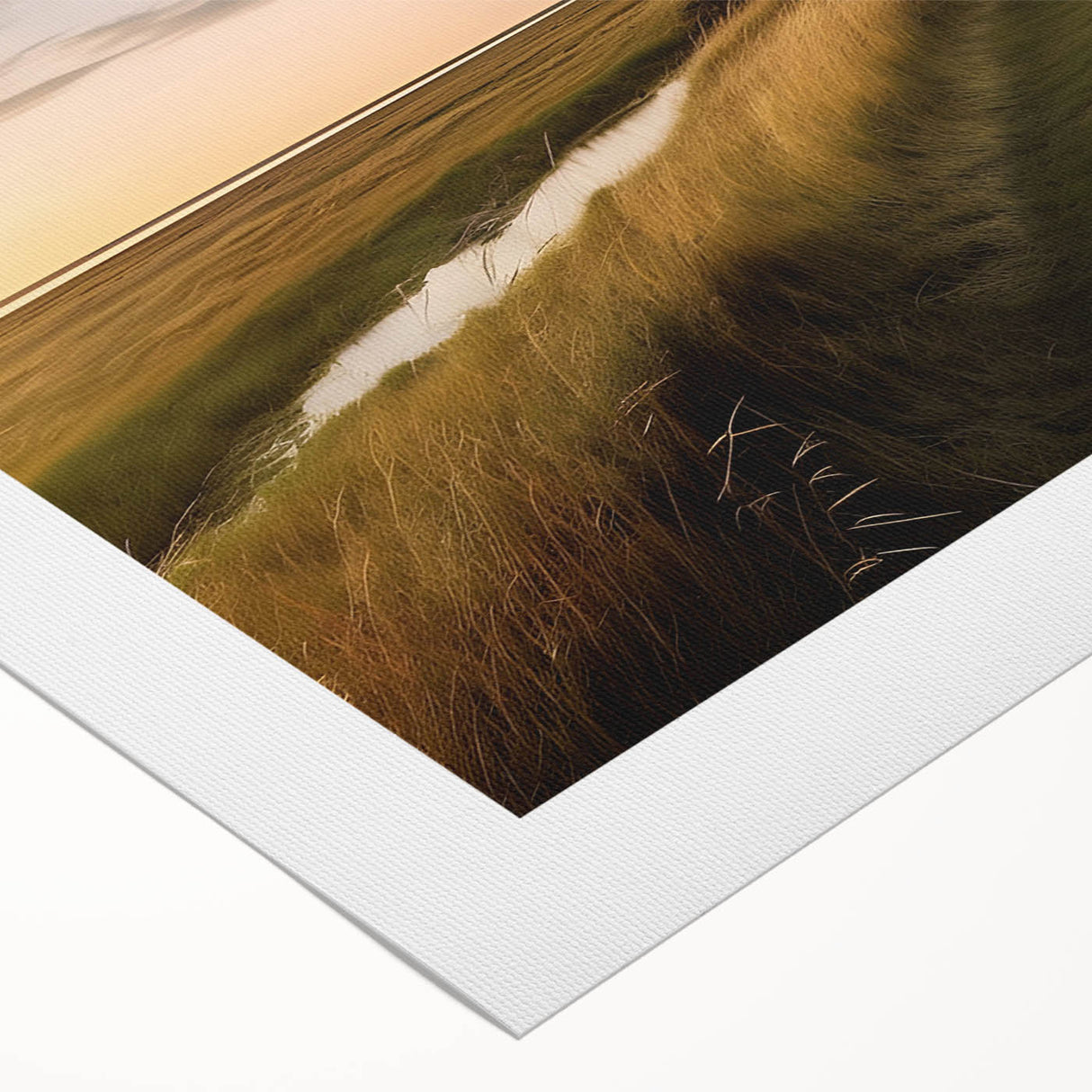 Art deco poster featuring a serene Danish landscape in pastel shades on rolled canvas, suitable for dining room decor.