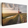 European Denmark scenery on stretched canvas in muted earth tones, suitable for kitchen wall art.