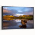 Black and white landscape art painting of Cumbria, England on framed canvas, ideal for bedroom decor.