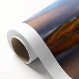 Art deco poster of Cumbria's scenic landscape in soft green and blue tones on rolled canvas, ideal for nursery wall art.