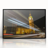 Large abstract wall art depicting the London skyline in black and white tones, framed in acrylic.