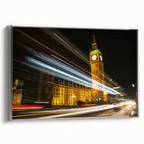 Landscape art painting of London featuring colorful Big Ben and a black background, framed canvas, ideal for office decor.