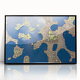 Large abstract wall art depicting a European Estonian scenery in muted gray and blue tones, framed acrylic.