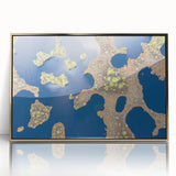 Art Deco poster of Estonia scenery in gold frame, acrylic, ideal for modern art wall decor or nursery.