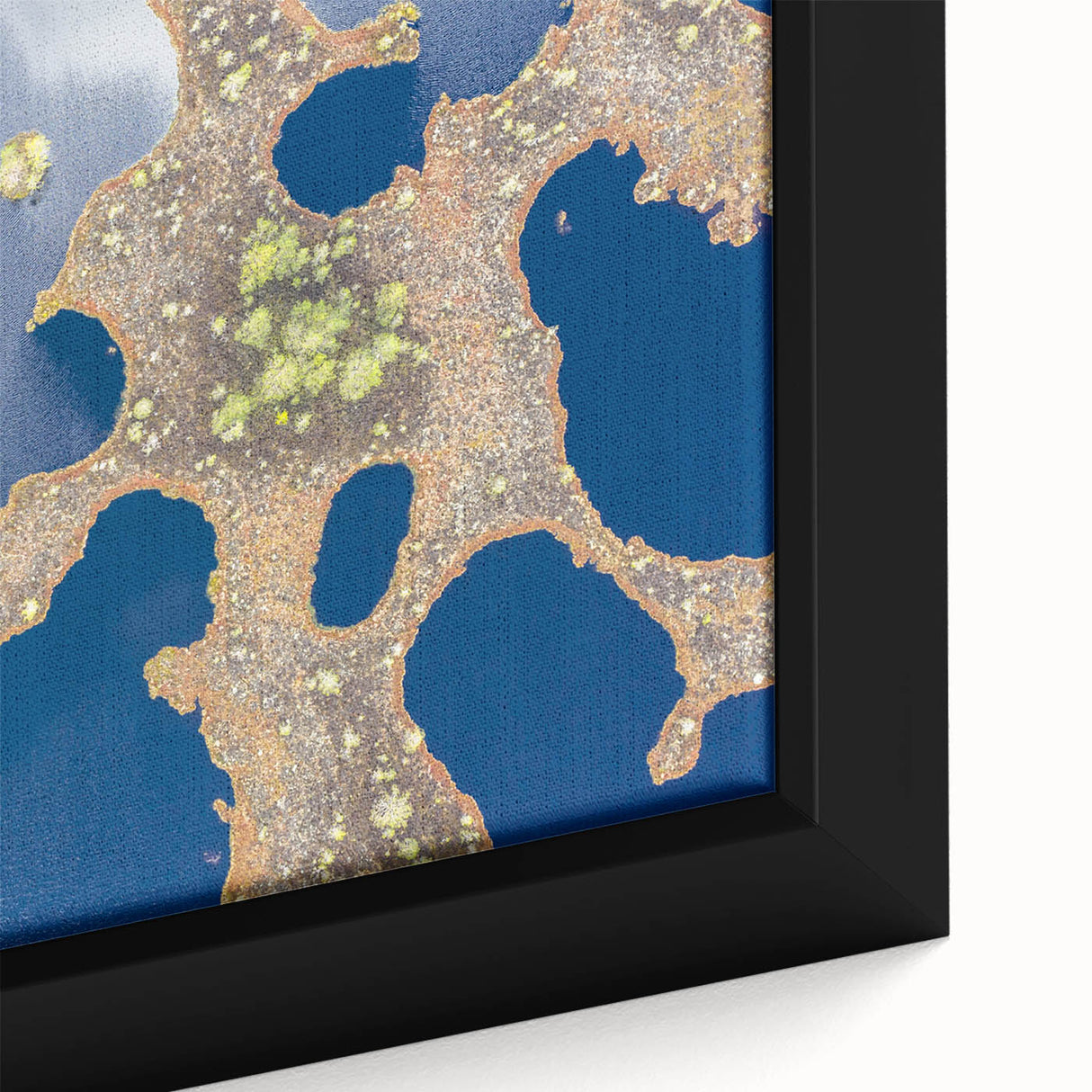 Black wall art featuring a textured, colorful abstract design on a framed canvas, ideal for living room decor.