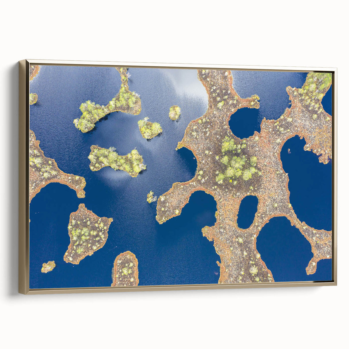Framed canvas featuring a vintage-style Estonian landscape in black and gold tones, ideal for bedroom wall art.