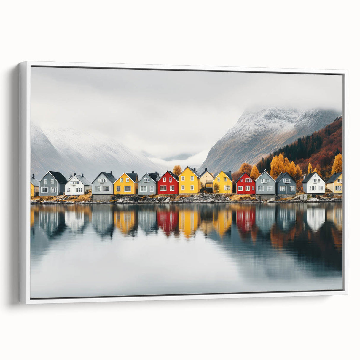 Vintage poster art of a Finnish landscape on framed canvas, featuring colorful art in extra large size.