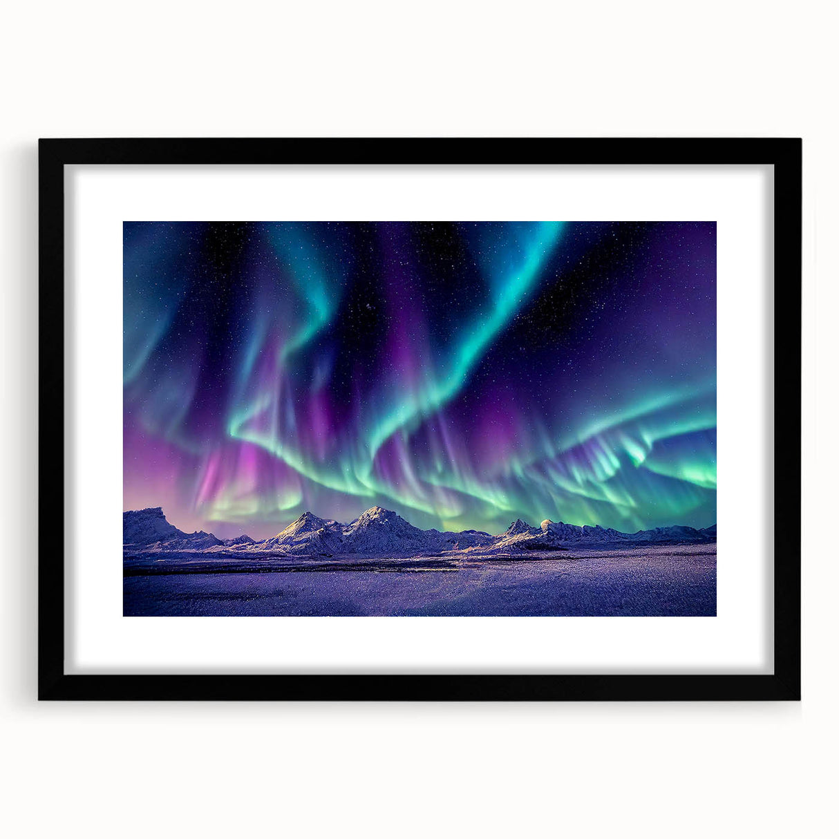 Extra large acrylic print of an abstract Icelandic scenery in vibrant colors, ideal for living room decor.
