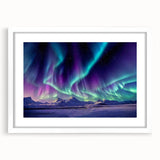 Textured abstract art print depicting a serene Icelandic landscape in muted blue and gray tones, framed with a white mat.