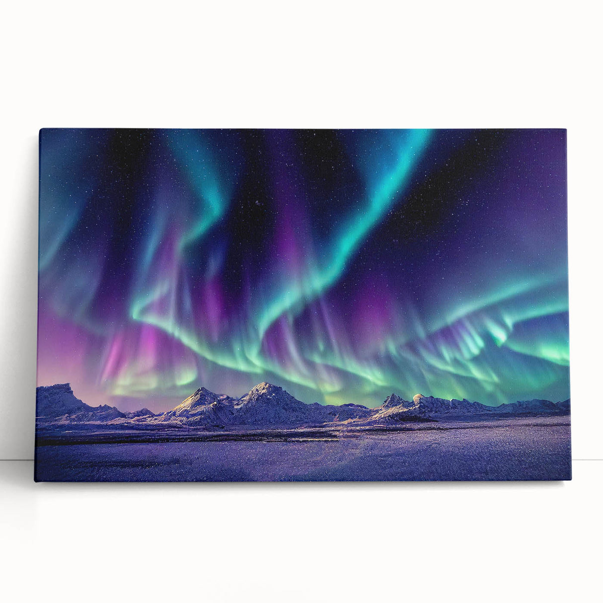 Black and white large art print of a scenic Icelandic landscape on stretched canvas, suitable for kitchen wall art.