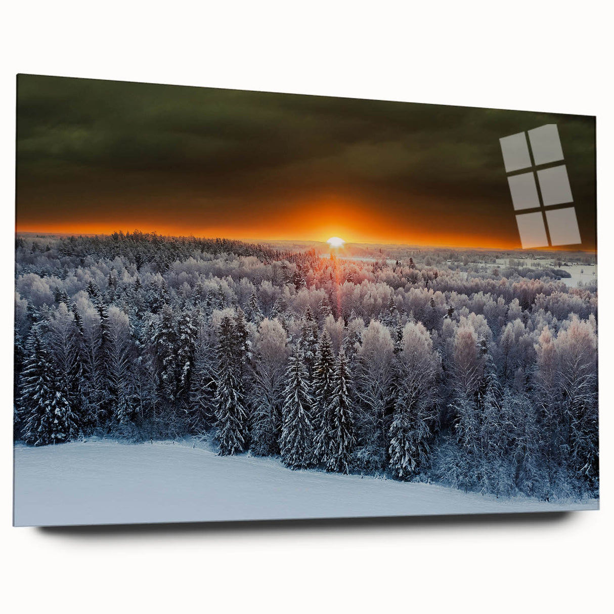 Large abstract wall art of a European scenery in Latvia, rendered in muted earth tones on acrylic glass.