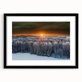 Extra large abstract art print featuring colorful, textured scenery of Europe, in a black frame with mat.