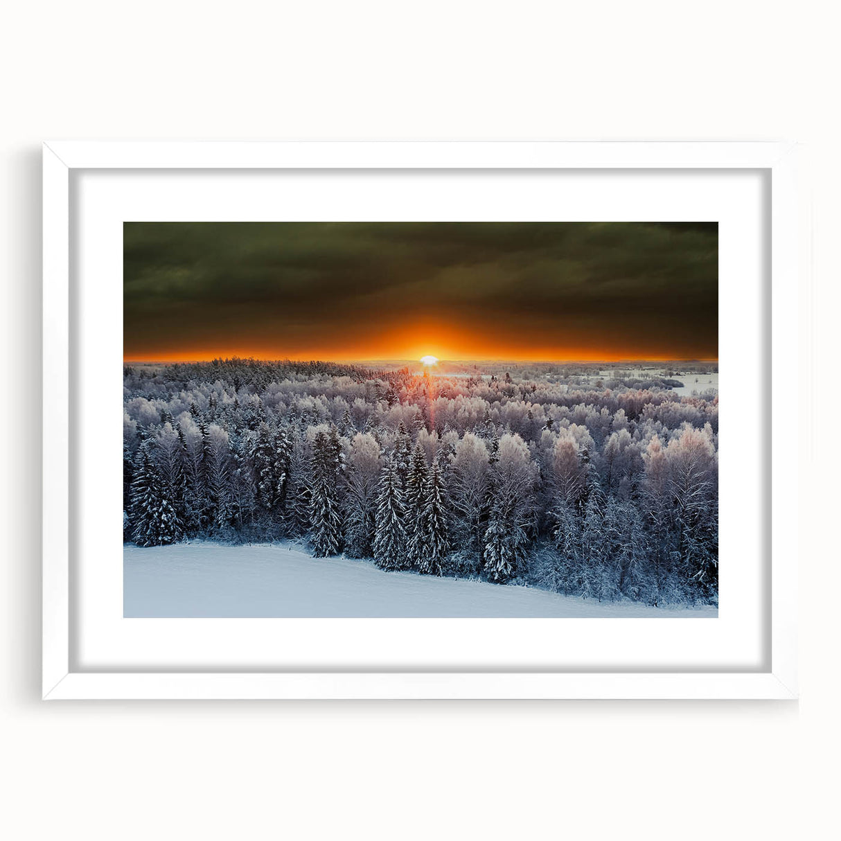 Textured abstract art print depicting a European scenery in muted earth tones, framed with a white mat.