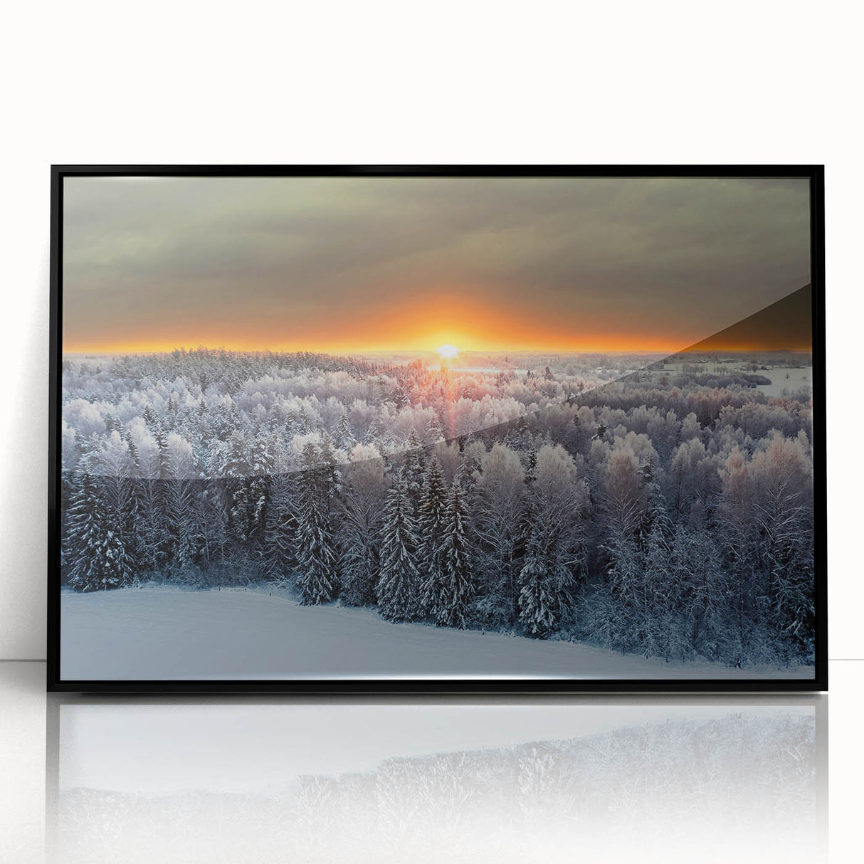 Large abstract wall art depicting a European scenery in muted earth tones on a framed acrylic.
