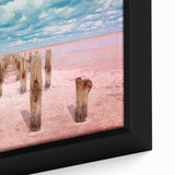Extra large framed canvas featuring a textured depiction of Yucatan scenery in black with colorful accents.