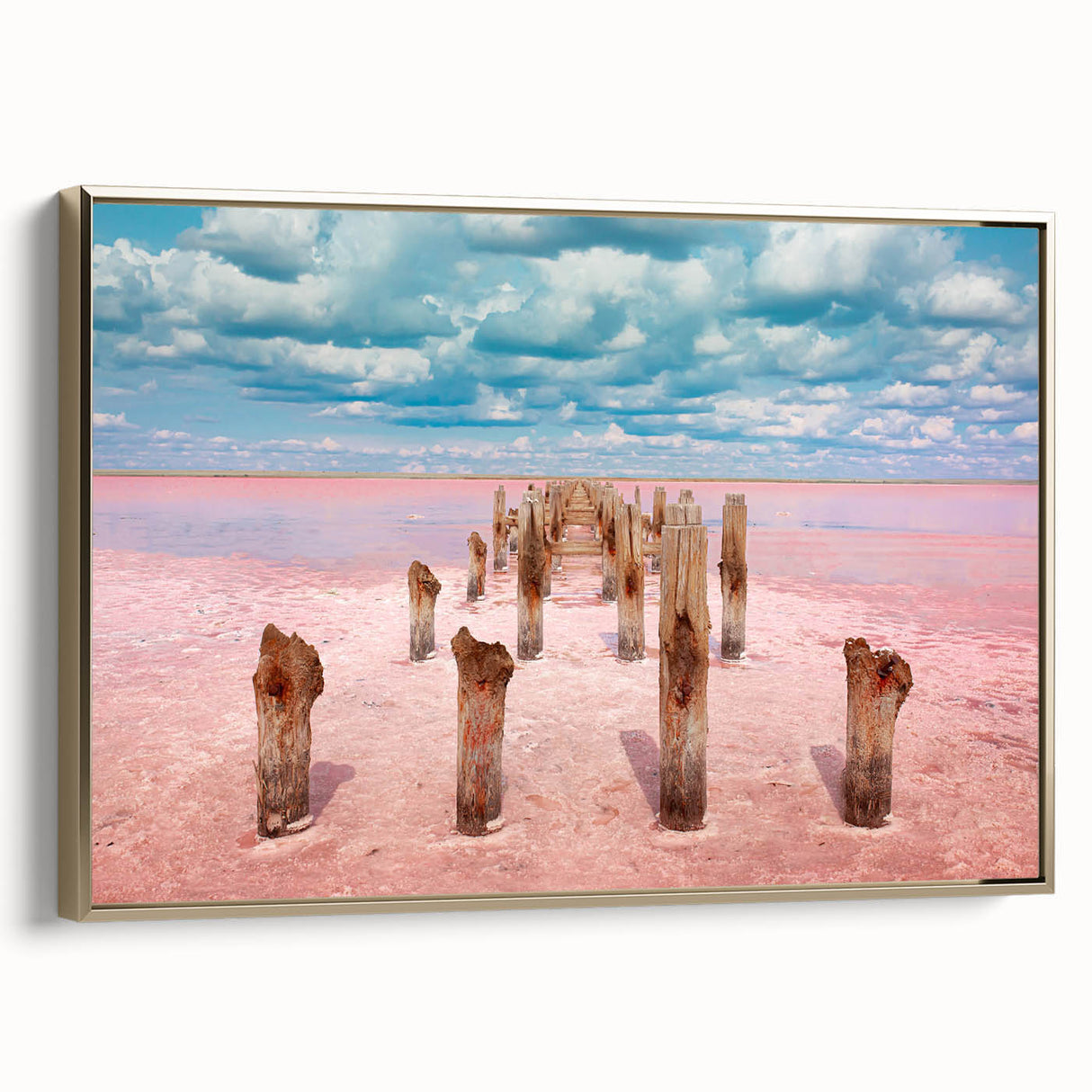 Framed canvas wall art featuring a vintage landscape painting of Yucatán, Mexico, in black and gold tones.