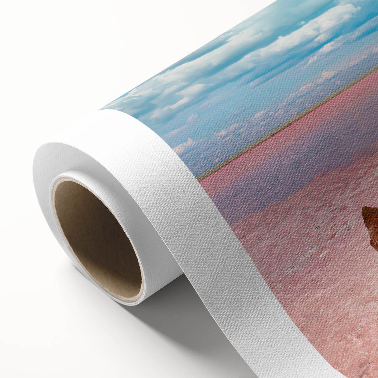 Art deco poster of Yucatan scenery in pastel shades on rolled canvas, ideal for nursery wall art.