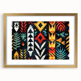 Extra large abstract art print depicting a textured oceanic scene in blue and white tones, framed in gold.