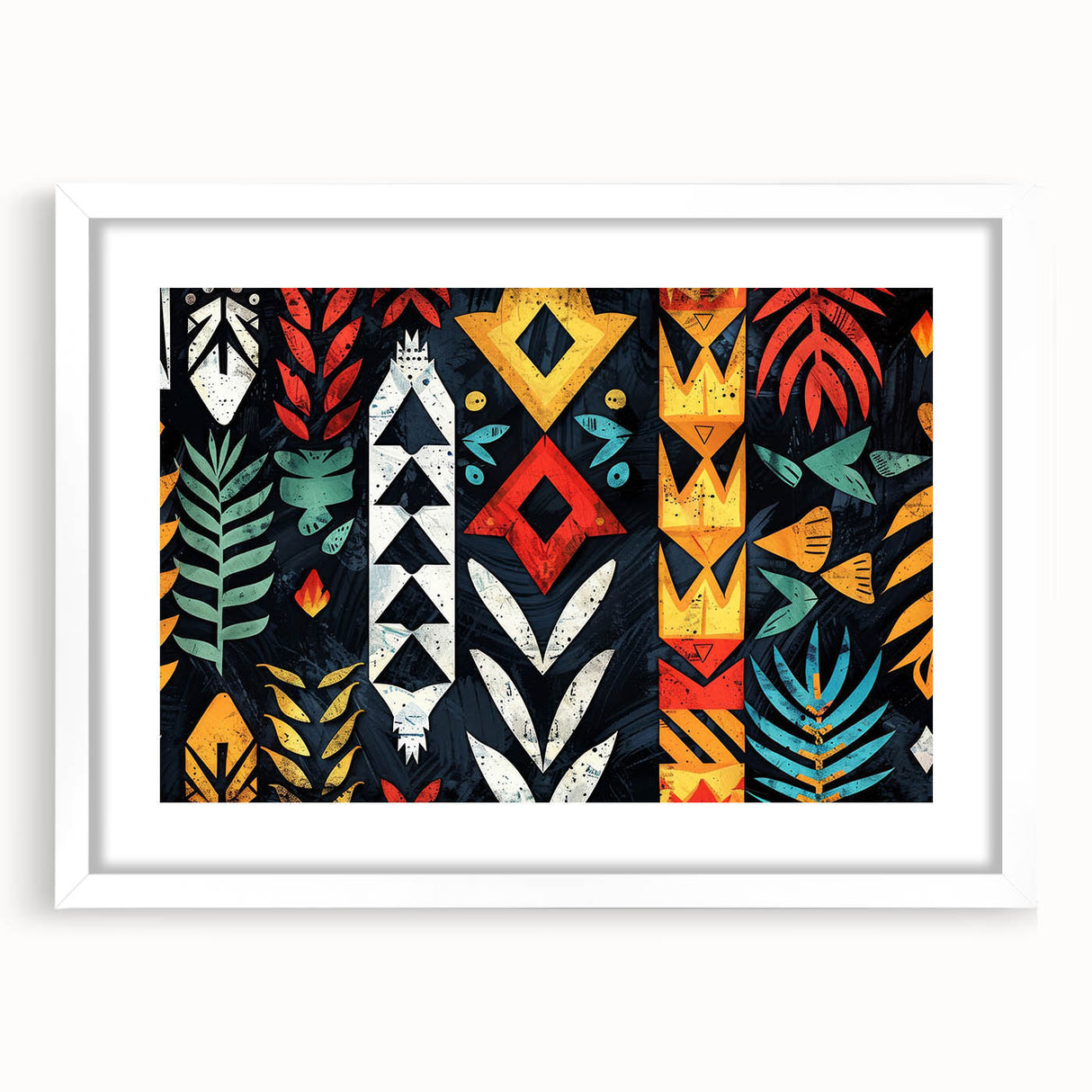 Abstract art print featuring a serene Fiji ocean scene in cool blue tones, framed with a white mat.