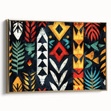 Framed canvas wall art depicting a vintage-style Fiji landscape in muted gold and black tones, ideal for bedroom decor.