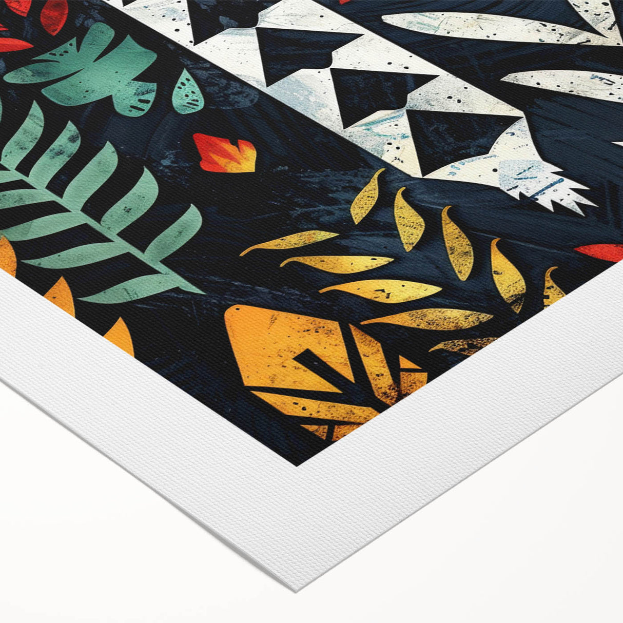Art Deco style poster of Oceania scenery in Fiji on rolled canvas, featuring serene blue and green tones.