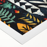 Art Deco style poster of Oceania scenery in Fiji on rolled canvas, featuring serene blue and green tones.
