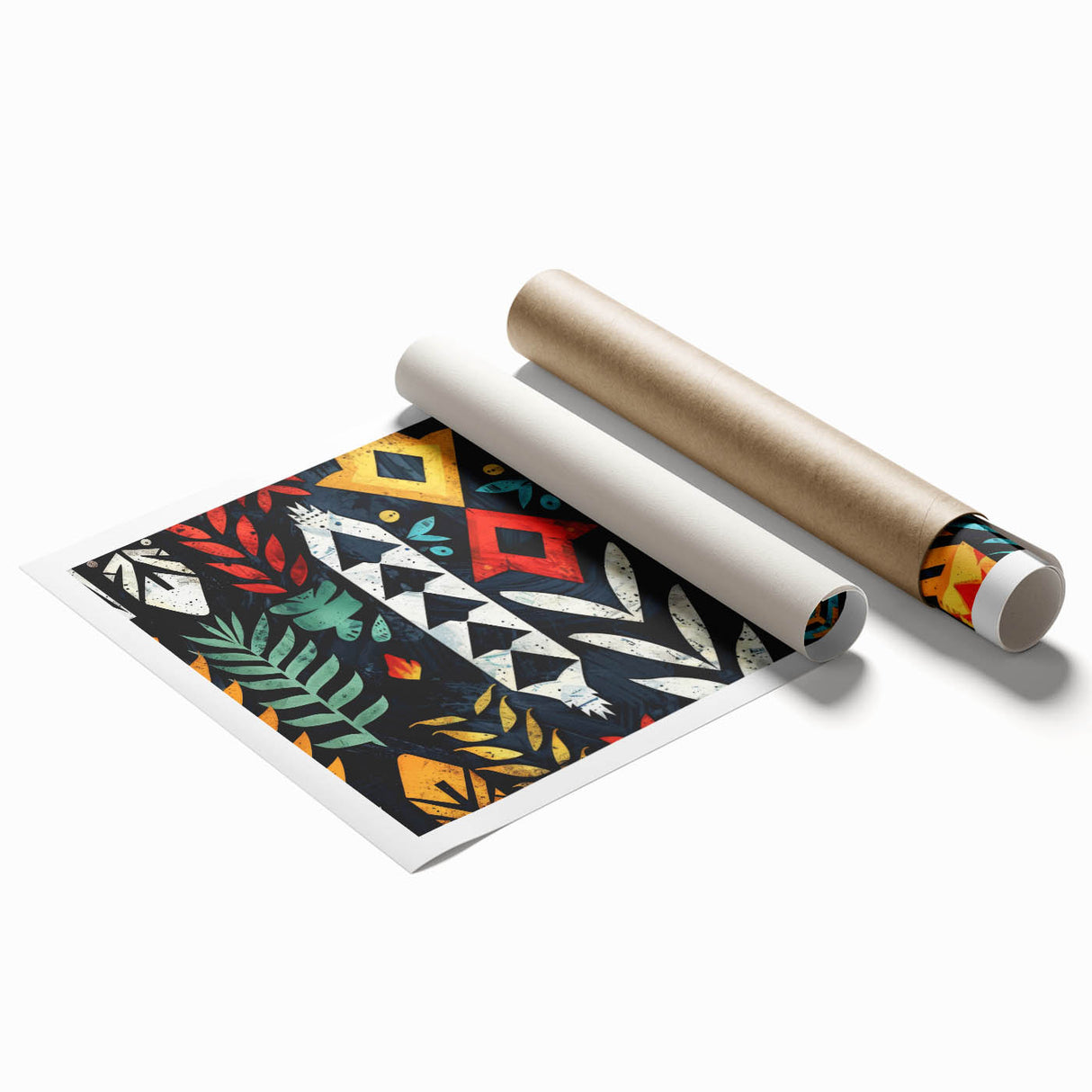 Extra large rolled print of Fiji scenery with vibrant floral elements, ideal for classy bathroom wall art.