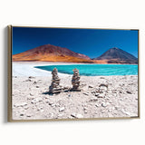 Framed canvas featuring a vintage-style Bolivian landscape in muted gold and black tones, ideal for bedroom wall art.