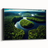 Black and white framed canvas featuring a vintage-style landscape painting of a Brazilian scene, ideal for bedroom decor.