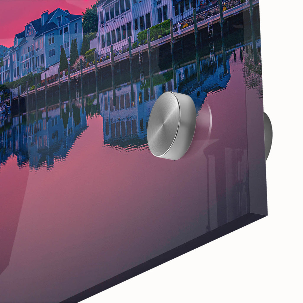Large abstract wall art featuring vibrant hues and mid-century modernist design on acrylic glass.