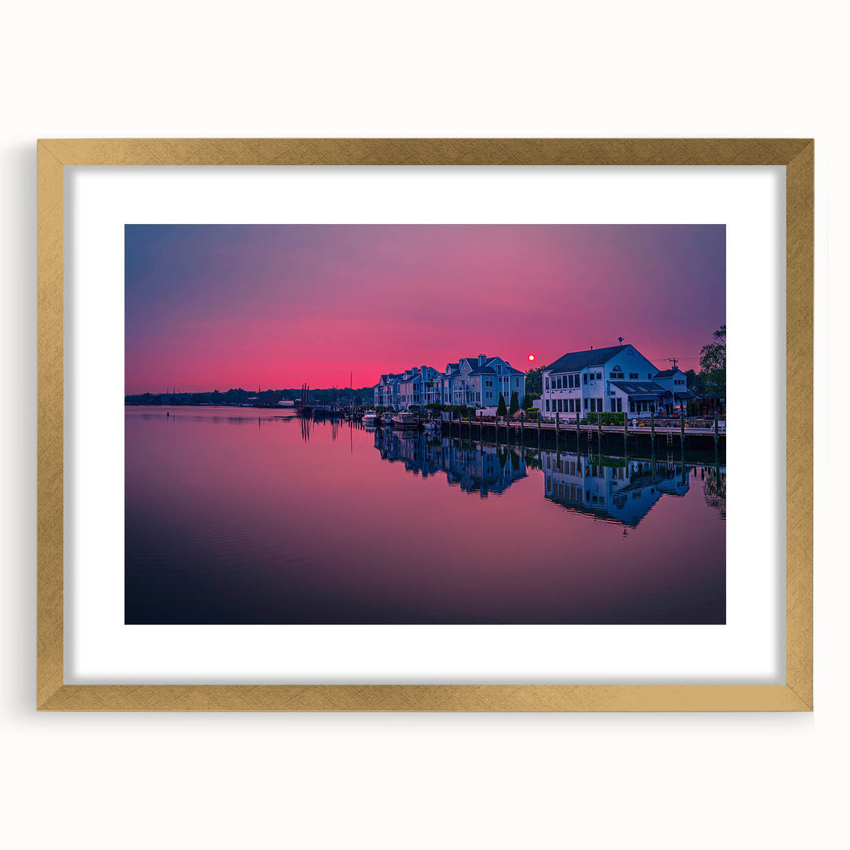 Abstract art print of textured scenery in Connecticut with gold frame, in muted earth tones, ideal for living room decor.