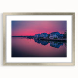 Textured abstract art print depicting a serene Connecticut landscape in muted earth tones, framed in silver.