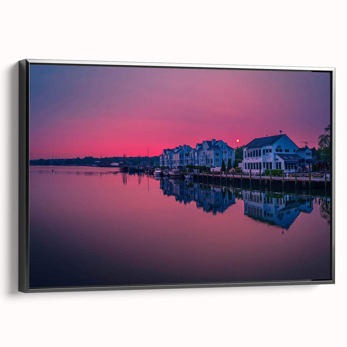 Black and white landscape art painting of Connecticut scenery on framed canvas, suitable for bedroom wall decor.