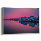 Landscape art painting of a Connecticut scenery on framed canvas, featuring vibrant colors with a vintage poster style.