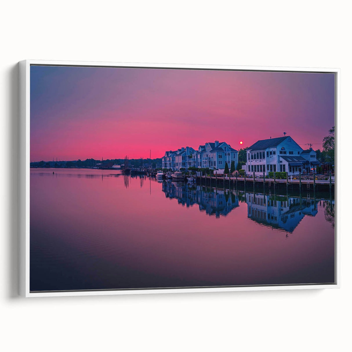 Vintage poster art of a Connecticut landscape in colorful hues on a large framed canvas, ideal for living room decor.