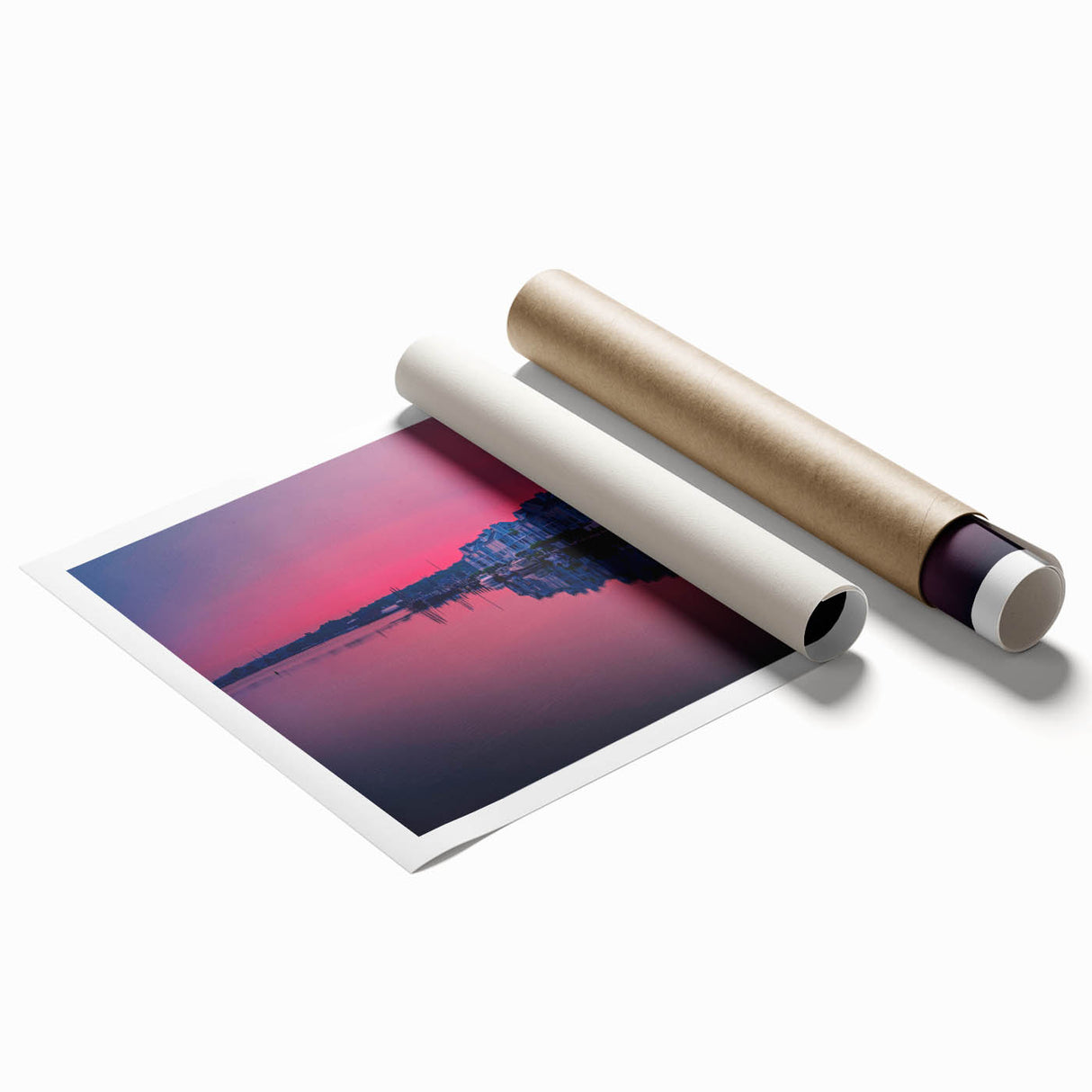Extra large rolled print of a Connecticut landscape with vibrant greenery and floral elements.