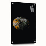 Large abstract wall art depicting autumnal trees in orange and red hues on acrylic glass.