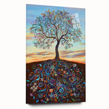 Abstract floral design on acrylic glass, showcasing vibrant colors and intricate patterns. Side view reveals a sleek, modern aesthetic perfect for contemporary decor.