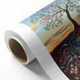 Abstract floral design on rolled canvas, showcasing vibrant colors and intricate patterns, elegantly packaged in a protective cardboard tube for optimal display. Ideal for home decor enthusiasts seeking unique wall art options.